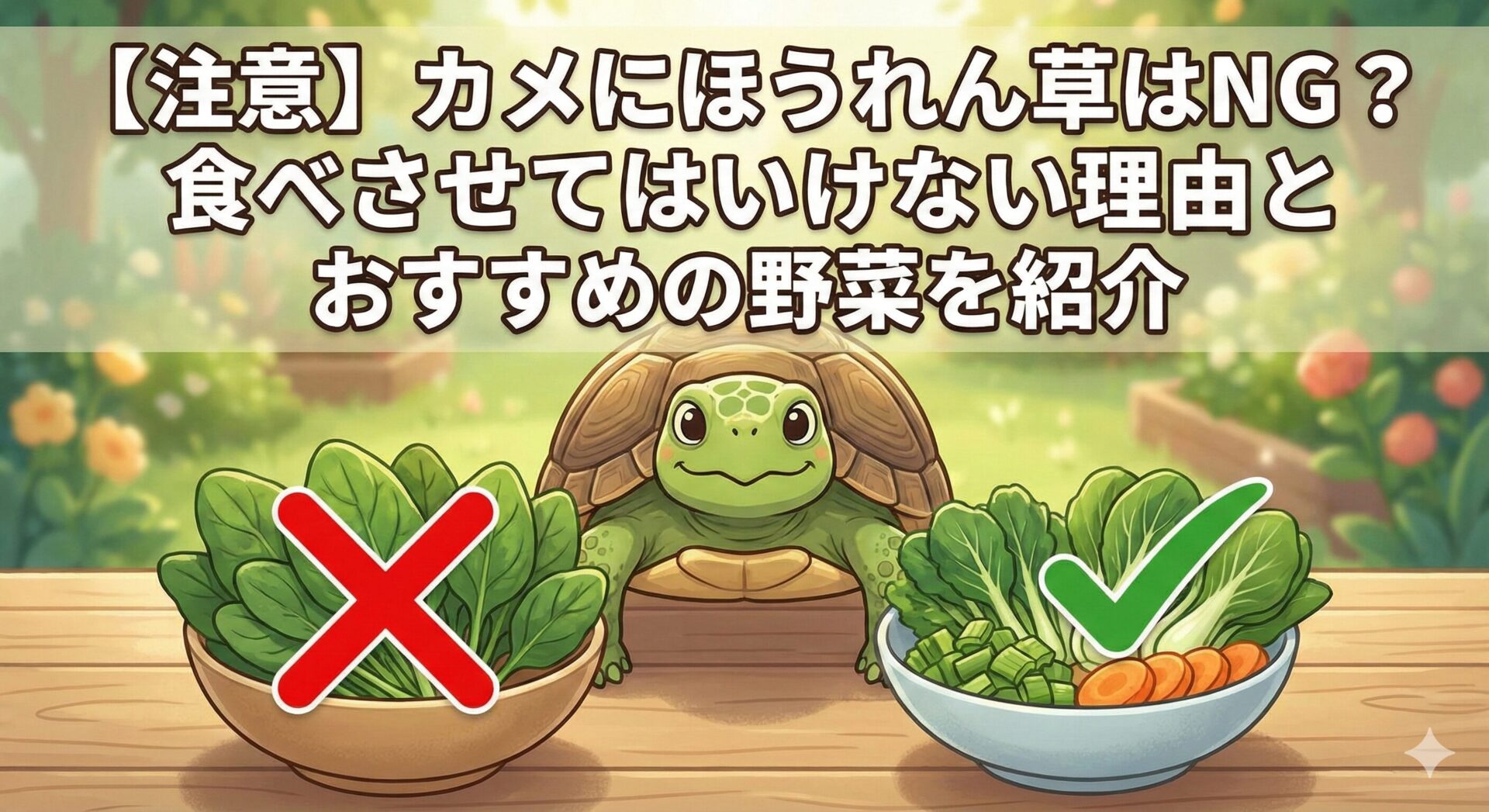 かめ。ほうれんそう